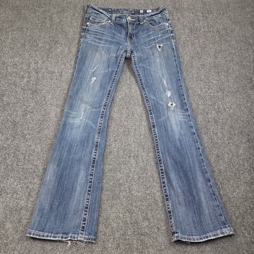 Miss Me Bootcut Jeans Womens 30 Blue Distressed JP5109 Y2K Western Denim Glam